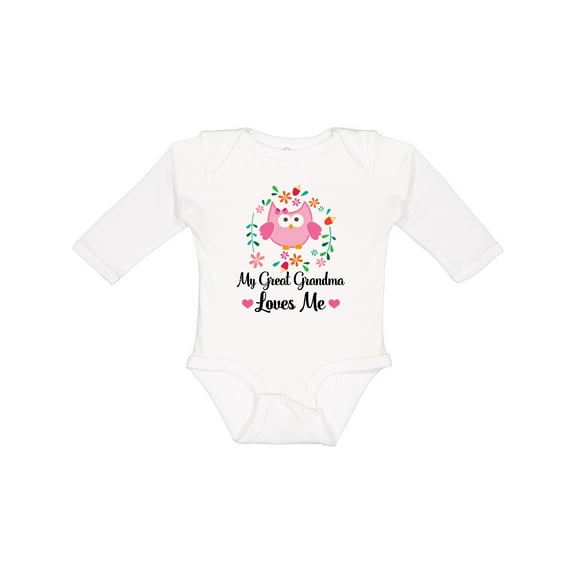 Inktastic My Great Grandma Loves Me Owl Girls Long Sleeve Baby Bodysuit