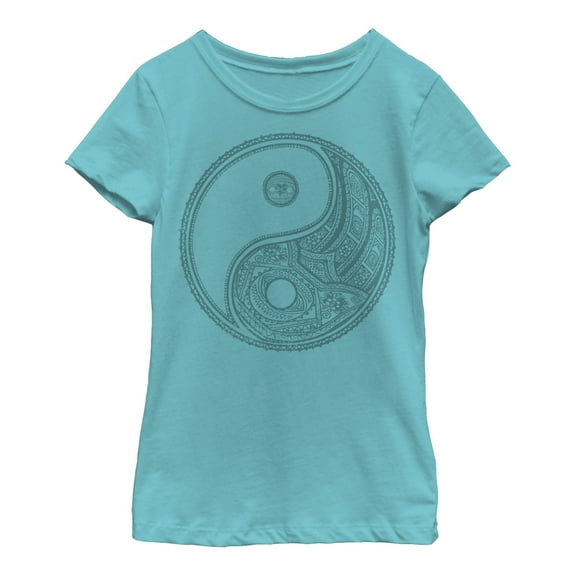 Girl's Lost Gods Henna Yin Yang  Graphic Tee Tahiti Blue X Large