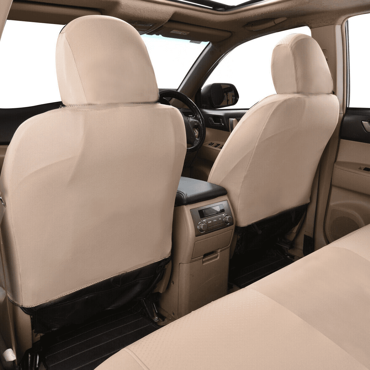 Flying Banner Universal Full Set Washable Car Seat Covers for Car Truck SUV Van Solid Beige