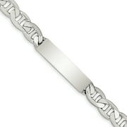 Sterling Silver Polished Engraveable Anchor Link ID Bracelet (Weight: 27.11 Grams, Length: 7.5 Inches)