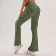 thumbnail image 2 of Rexolia Women’s High Waisted Flare Leggings with 4 Pockets Cargo Bootcut Pants Army Green L, 2 of 5