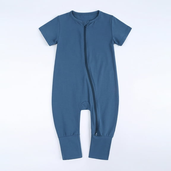 EGNMCR Baby Sleeveless Romper Zipper Toddler Summer Jumpsuit Outfits Infant Pajamas Onesie 0 24 Months (Blue,3 6 Months) Baby