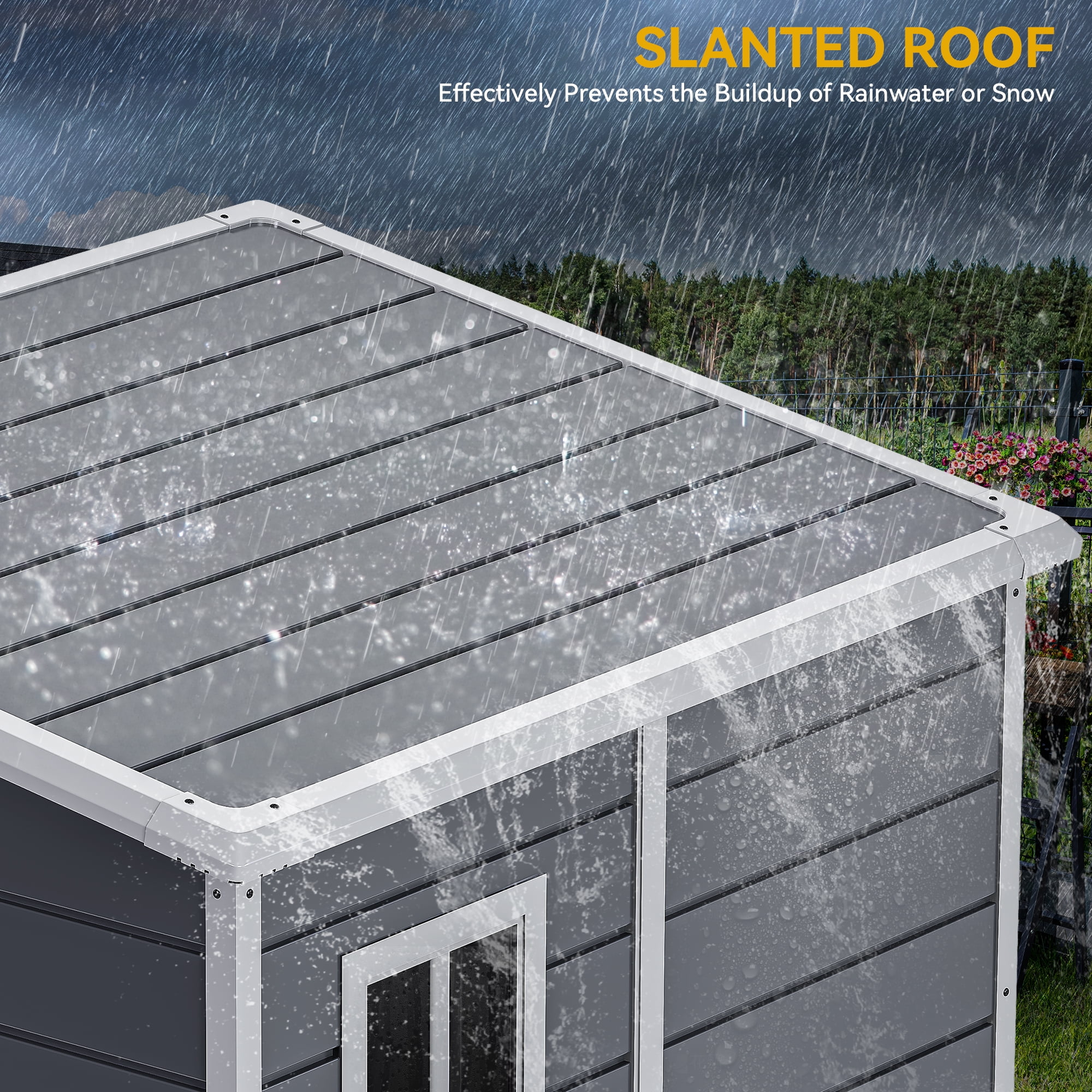 Uforic 5x4 FT Resin Outdoor Storage Shed with Floor, Resin Large with Lockable Door & Window, Waterproof