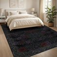 thumbnail image 3 of ODIKA 8'x10' Washable Area Rug Non-Shedding, Easy Care, Gothic Border Winged Creatures Purple Flowers Halloween Bat Ornamental for King Size Bedroom Under Bed, Master Suite, 3 of 7