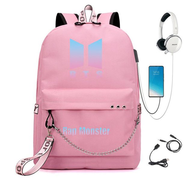Mochila De Gran Capacidad BTS De 16 Pulgadas Con Carga USB