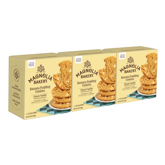 Magnolia Bakery Classic Vanilla Banana Pudding Cookies With White Chocolate Chips, 2 Ounce (Pack of 12), Individually Wrapped
