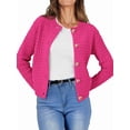 thumbnail image 3 of Women'S Knit Cardigan Sweaters Casual Long Sleeve Open Front Button Down Trendy Jackets Outerwear Rose Red L, 3 of 9