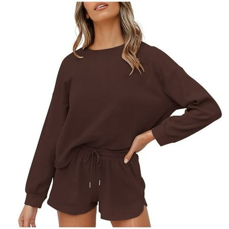 

Guvpev Women s Long Sleeve Top and Shorts Pajama Set 2-Piece Sizes S to XXL