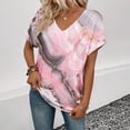 thumbnail image 3 of LQCMBYF Womens Shirts Dressy Casual Summer Women Pullover Blouses Trendy V Neck Short Sleeves Tunic Shirts Casual Fancy Floral Print Ladies Top Tees Loose Fit Navy Womens Plus Size Tops (Hot Pink,L), 3 of 5