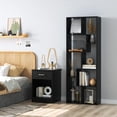 thumbnail image 3 of Asymmetrical 5-Tier Bookcase - Sleek Black Display Shelf with Bold Architectural Lines, 3 of 13