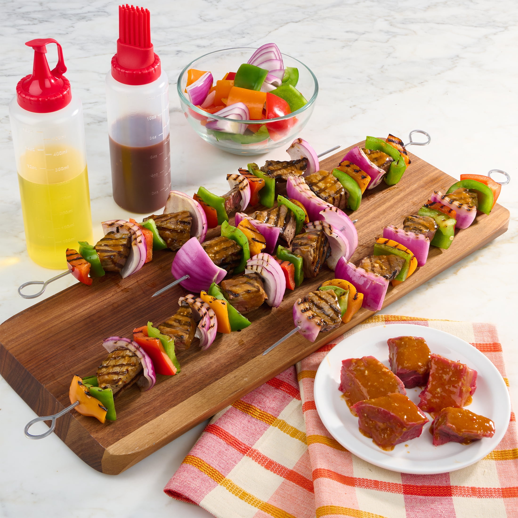 Mainstays 15in Stainless Steel BBQ & Meat Skewers (4 Pack)