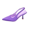 thumbnail image 7 of Slingback Kitten Heels for Women Solid Color Pointed Closed Toe Elastic Band Slides Wedding Prom Party Dress Shoes Pumps Purple Size 9, 7 of 7