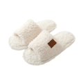 thumbnail image 4 of XFeng Women’s Open Toe Fuzzy Slide Slippers, Solid Faux Fur Soft Plush House Slippers, Non‑Slip Indoor Bedroom Slippers, 4 of 7