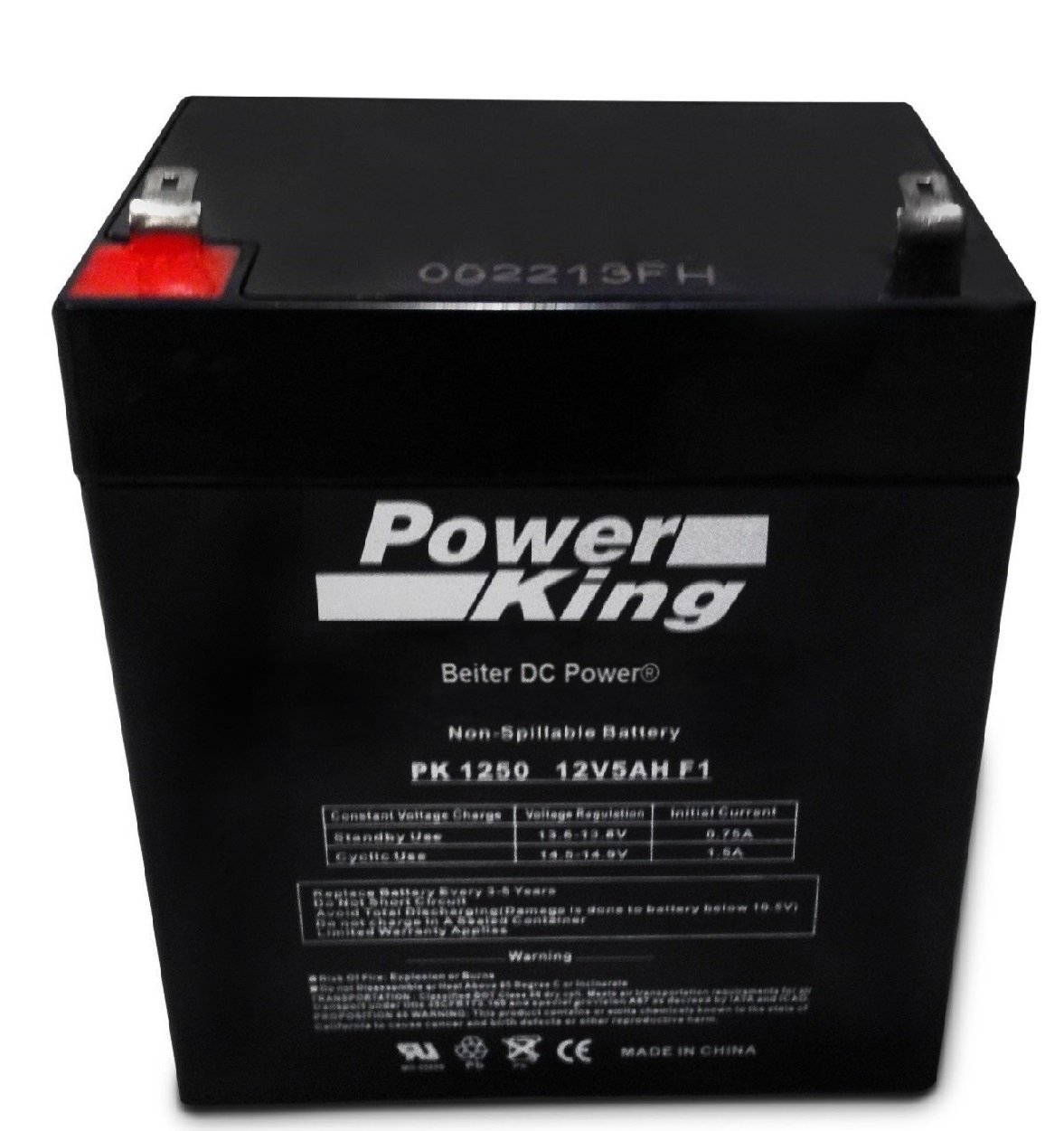 12V 5AH Rechargeable Sealed Lead Acid Battery, POWERKING By Beiter DC ...