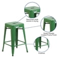 thumbnail image 3 of Bowery Hill 24" Metal Backless Counter Stool in Green, 3 of 7
