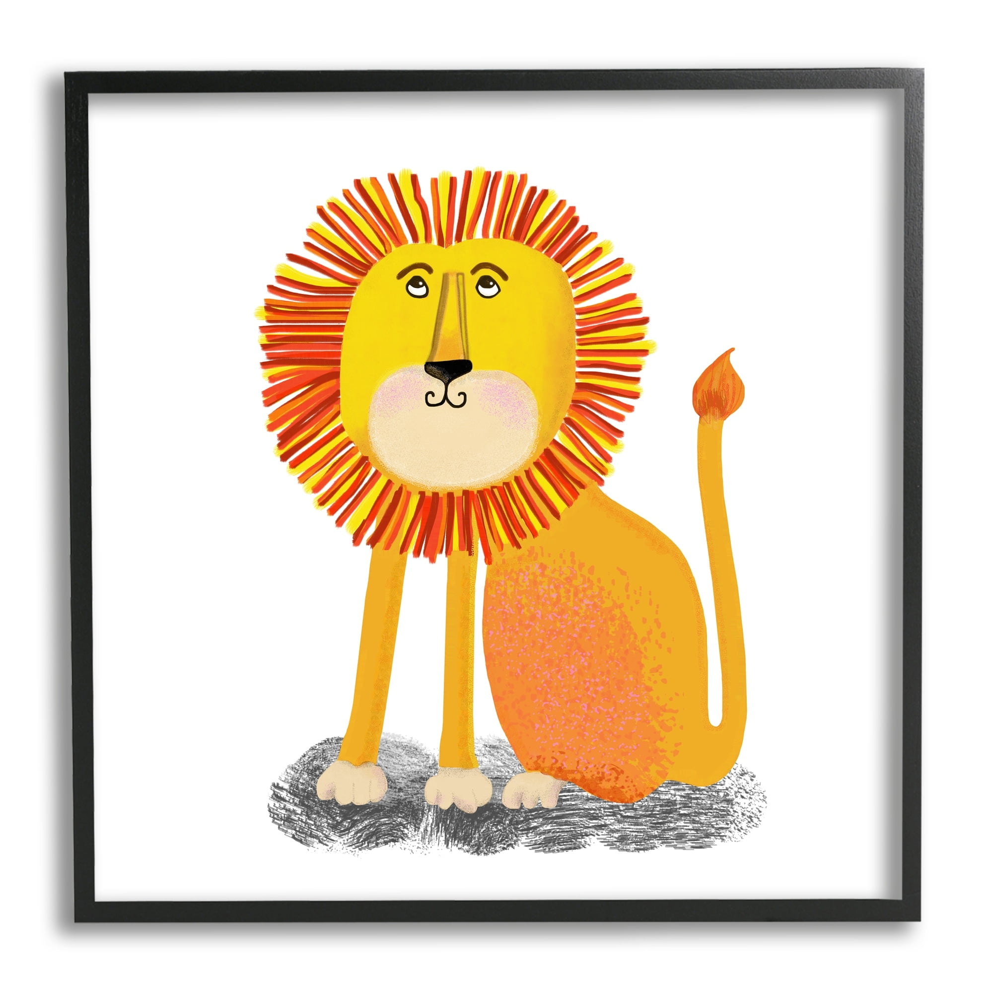 Stupell Industries Playful Smiling Lion Sitting Quirky Orange Mane , 17 x 17, Design by Lynnda Rakos