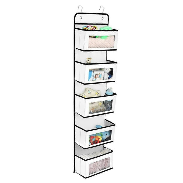 Over The Door Organizer,5-shelf Fabric Wall Mount Storage With Pvc Clear Window,over Door Hanging Organizer For Bathroom
