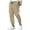 Khaki, variant on VSSSJ Men's Linen Pants Casual Striped Print Joggers Elastic Drawstring Waist Breathable Outdoor Beach Travel Long Pants with Pockets Black L