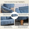 thumbnail image 4 of 87.2 inch Mid-Century Modern 3-Seater Linen Fabric Couch with Vertical Channel Tufting and 2 Pillows,Blue, 4 of 11