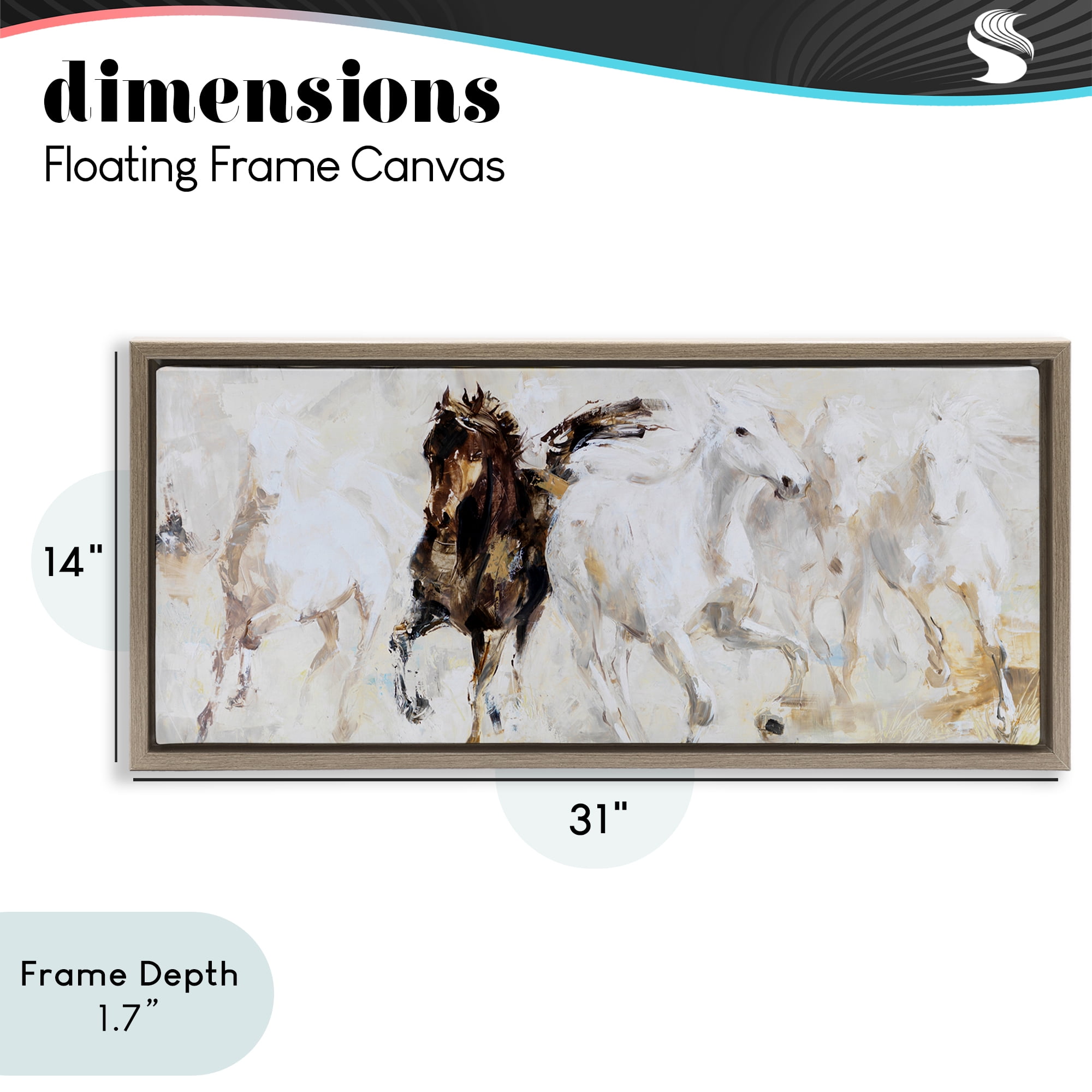 Stupell Industries Dancing Horses Abstract Scene Brown Framed Floater Canvas Wall Art, design by Lorenzo Collective