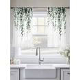 thumbnail image 5 of Green Eucalyptus Sheer Curtains 45 Inch Length 2 Panels Set, Weeping Botanical Leaf Watercolor Voile Window Treatment Rod Pocket Small Kitchen Curtains Drapes for Bedroom 52"x45"x2, 5 of 7