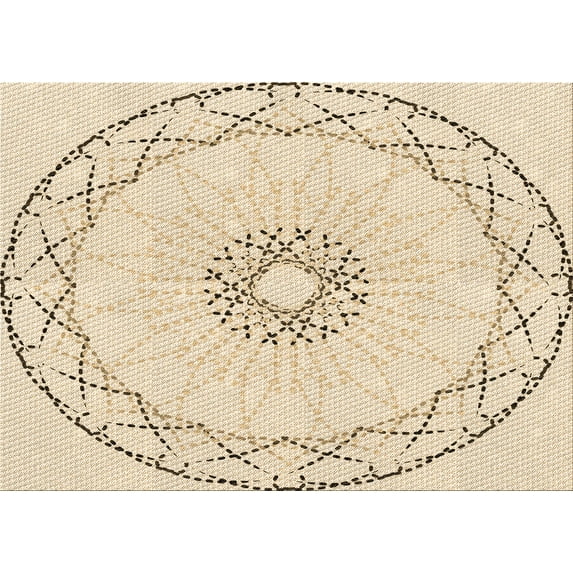 Ahgly Company Indoor Rectangle Patterned Peach Beige Area Rugs, 7' x 10'
