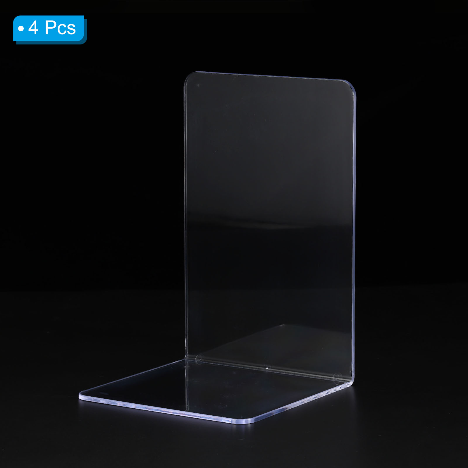 Unique Bargains Acrylic L-shaped Book Ends for Desktop Bookshelf Organizer 4Pcs Clear