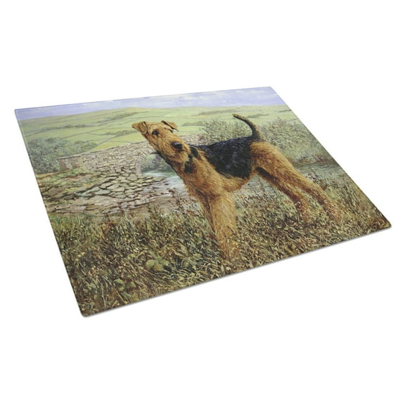 Airedale Terrier The Kings Country Glass Cutting Board Large