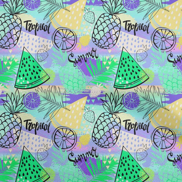 oneOone Cotton Poplin Sea Green Fabric Tropical Fruits Craft Projects Decor Fabric Printed By The Yard 42 Inch Wide
