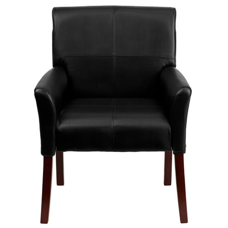 Flash Furniture - Taylor  Contemporary Leather/Faux Leather Side Chair - Upholstered - Black