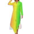 thumbnail image 2 of 2024 Gradient Casual Dress Pride Month Street Style Dresses Long Sleeve Trendy Womens V Neck Graphic Big Size Chiffon Dress, 2 of 7