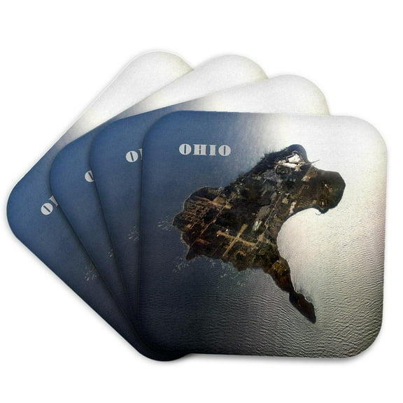 3drose, Aerial View Kelleys Island Off Lake Erie Ohio, Set of 4 Coasters - Soft
