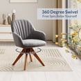 thumbnail image 3 of BELLEZE Mid Century Modern Swivel Accent Chair Linen Upholstered with Beech Wood Legs, Cute Desk Task Chair Armchair for Living Room Bedroom Home Office - Kameron(Grey), 3 of 7