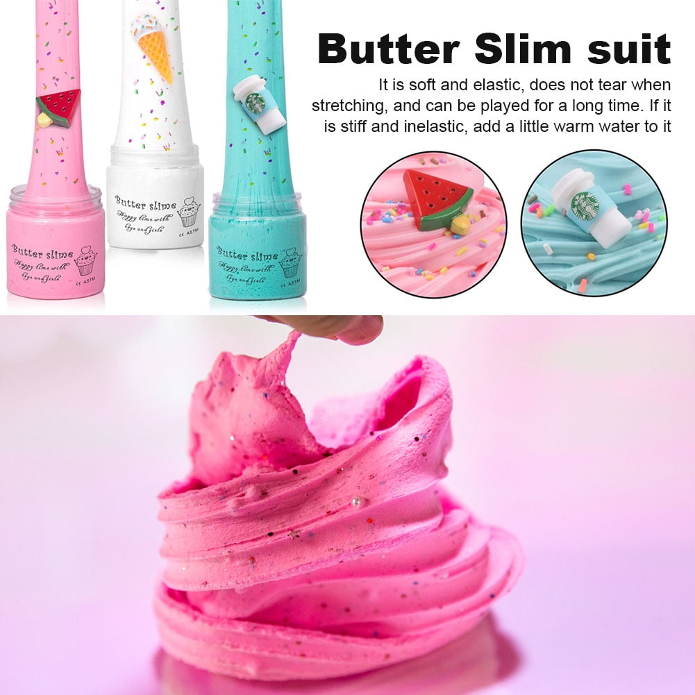 SDJMa Scented Butter Slime,Ideal Slimes Bulk for Kids,Super Soft and Non  Sticky DIY Slime Surprise Toy,with Charm Unicorn,Cherry,Ice