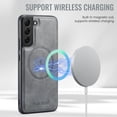 thumbnail image 2 of Magnetic Phone Case for Samsung Galaxy S22, Classic Business Shockproof Protective Compatible with MagSafe Charging PU Leather Back Case for Men Women for Samsung Galaxy S22 - Gray, 2 of 7