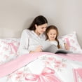 thumbnail image 4 of Manfei Pretty Bow Twin Comforter Sets,Lovely Initial M Bedding Set,Pink,Pink Reversible,2 Pieces,1 Comforter and 1 Pillowcase, 4 of 7
