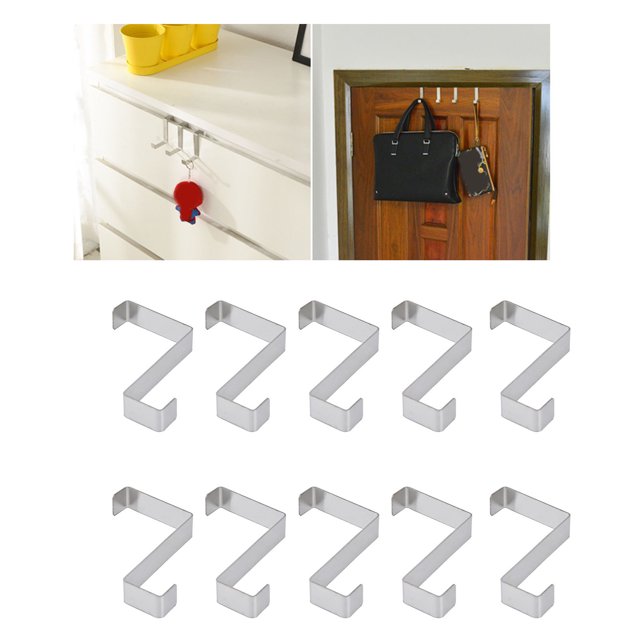 Crochet de Porte, Antidérapant, Imperméable, Réversible, en Acier Inoxydable, pour Armoire, 10 Pcs, en Forme de Z, pour Appartement