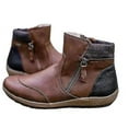 thumbnail image 3 of Lishi Stylish Women's Side Zipper Flat Ankle Boots with Splicing Design, 3 of 4