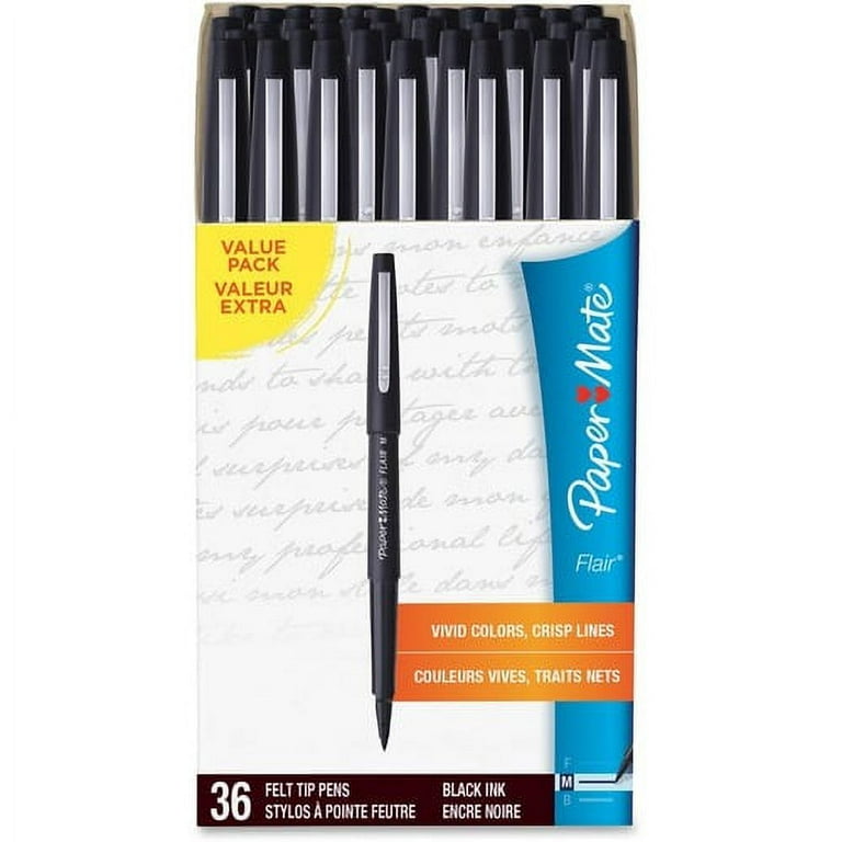 Paper Mate Flair Felt Tip Porous Point Pen, Stick, Extra-Fine 0.4 mm,  Assorted Ink Colors, Gray Barrel, 16/Pack (2027233)