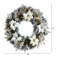 thumbnail image 2 of Nearly Natural 24in. Flocked Poinsettia and Pine Artificial Christmas Wreath with 50 Warm White LED Lights, 2 of 7