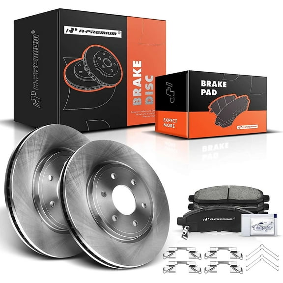 A-Premium 11.65 inch (296mm) Front Disc Brake Rotors   Ceramic Pads Kit Compatible with Select Nissan and Suzuki Models - Frontier 2005-2019, Pathfinder 2005-2012, Xterra 2005-2015, Equator 2009-2012