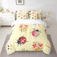 thumbnail image 2 of Erosebridal Ensemble de Literie pour Enfants Coccinelle Dessin Animé 7 Pcs Taille Simple, Coccinelles Rouges Roses Lit en Sac pour Garçons Filles Adolescents, Ensemble de Draps Imprimé Libellule Mignonne avec Couette, Ensembles de Lit Floraux Esthétiques, 2 of 5