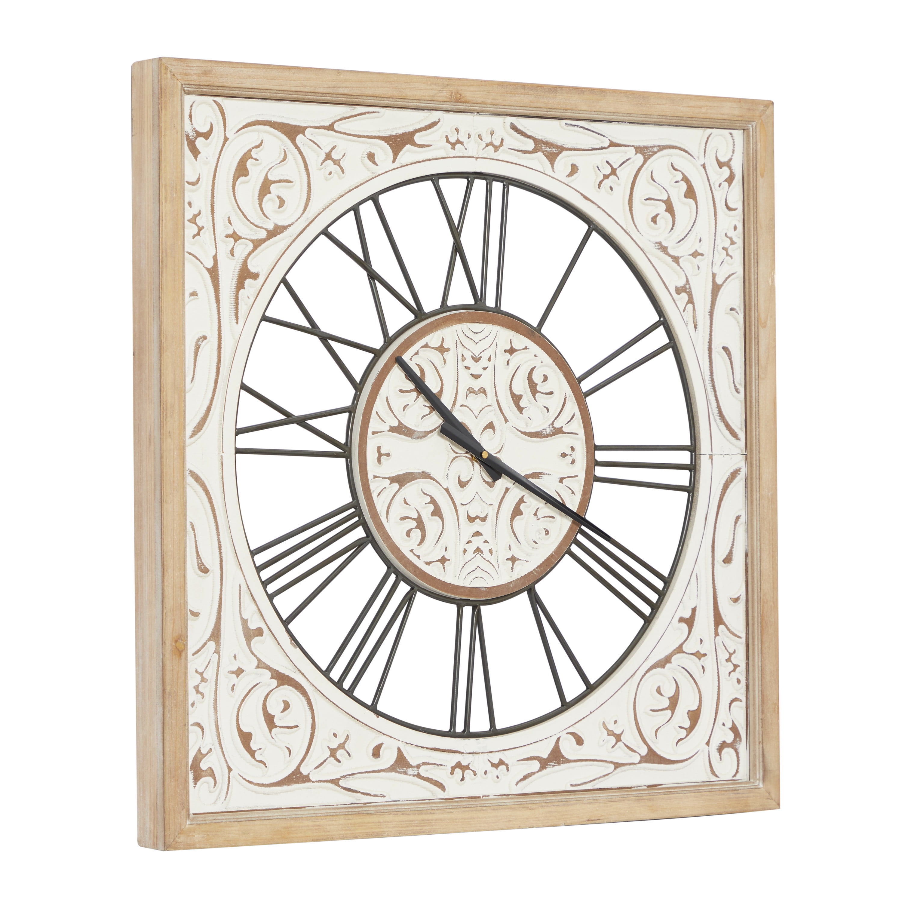 DecMode 29 In. White Farmhouse Wall Clock