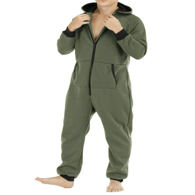 Solid Color Men‘s Hooded Jumpsuits Tracksuit Sweatshirts Rompers