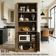 thumbnail image 5 of CATLK 81.5" Tall Kitchen Pantry Cabinet with Countertop, Fluted Hutch with 3 Open Shelves & USB Port, Storage Cupboard for Dining Room, Living Room, 5 of 9