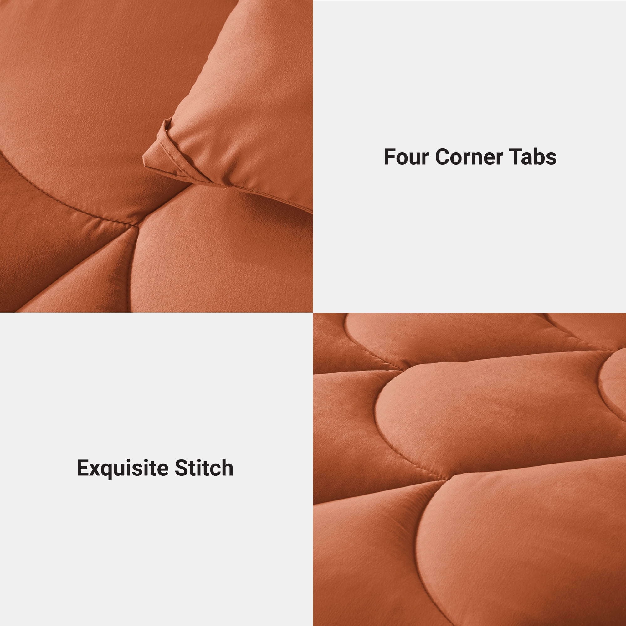 Yalamila Full Size Comforter Set 3-Piece All-Season Down Alternative Reversible Comforter Set,Burnt Orange,200GSM Cooling Quilted Duvet Insert,95 GSM Soft Cover Bed in a Bag