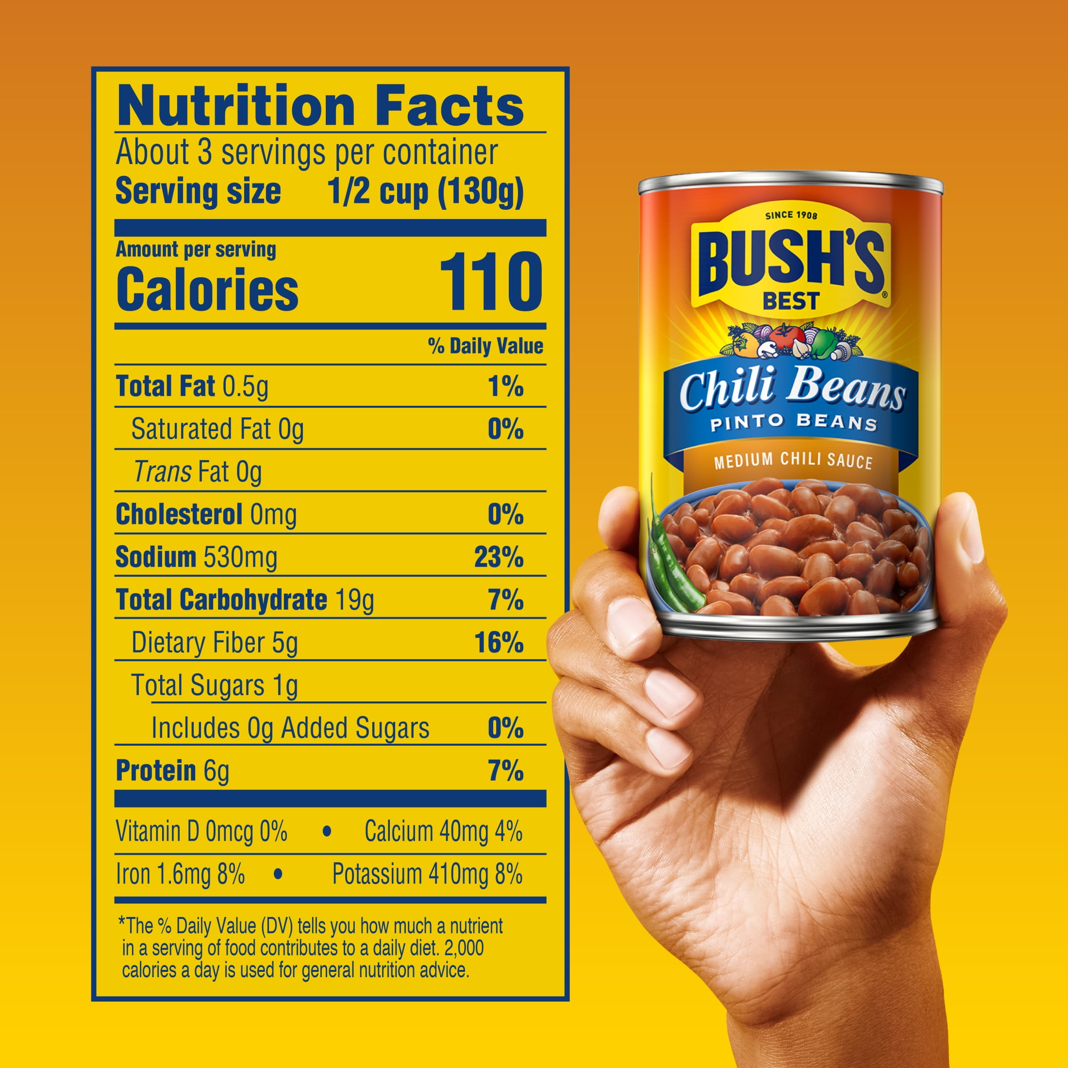 (12 pack) Bush's Chili Beans, Canned Pinto Beans in Medium Chili Sauce, 16 oz Can