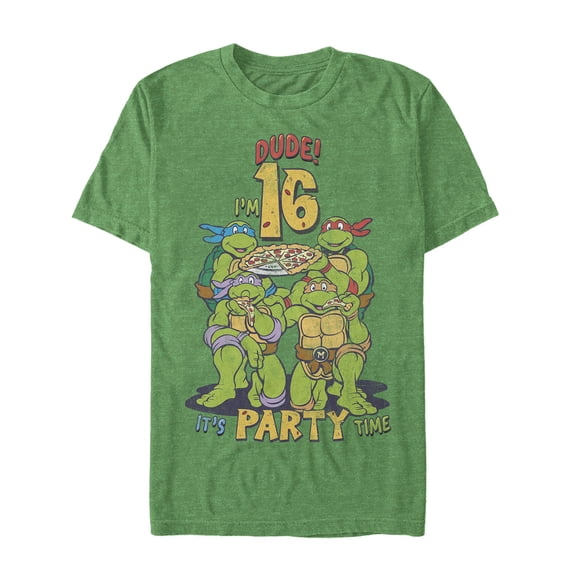 Men's Teenage Mutant Ninja Turtles 16th Birthday Pizza Party Graphic Tee Kelly Heather X Large