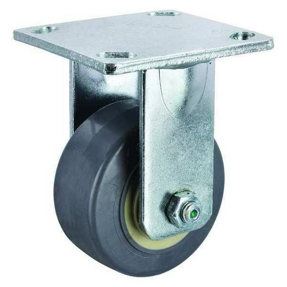 Rigid Plate Caster,Rubber,4 in.,350 lb.