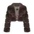 thumbnail image 4 of BVOFAR Women's Faux Fur Cropped Jackets Winter Warm Fuzzy Fleece V Neck Coats Shaggy Furry Open Front Long Sleeve Jacket Fluffy Short Outwear, 4 of 5